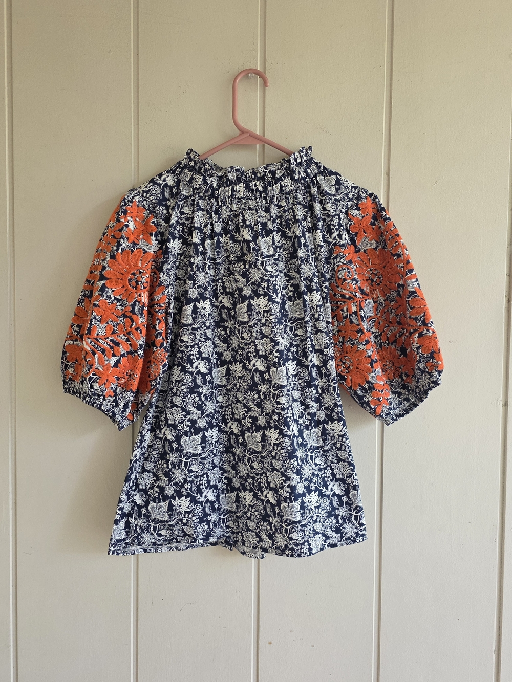 Thml Embroidered Peasant Top Blouse Puff Sleeve Cottagecore Fairycore Medium